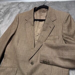 Aquascutum Blazer Sport Coat Mens Brown Wool Tweed England Vintage 40 42